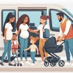 famiglia in attesa con pulmino