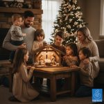 Famiglia intorno alla sacra famiglia