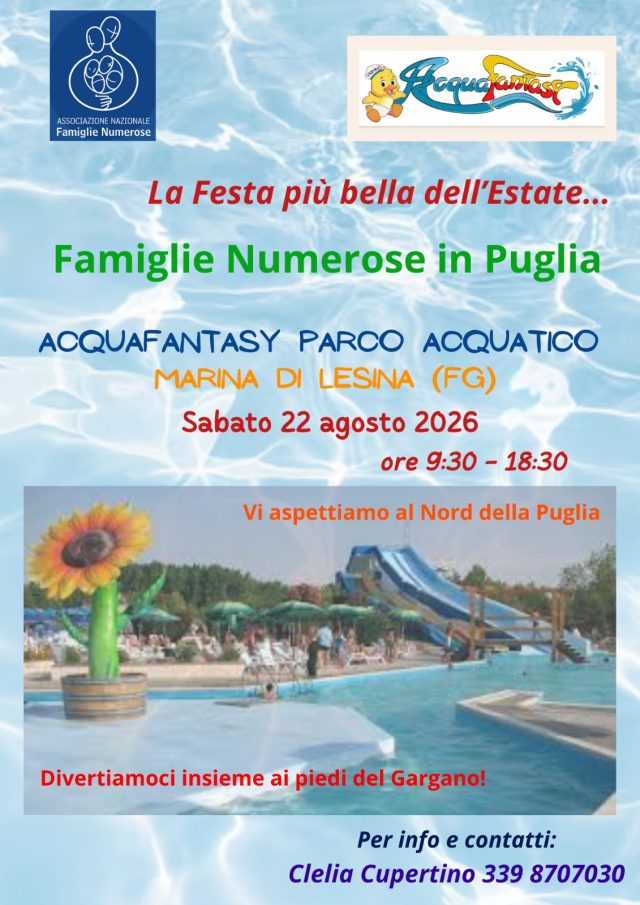 locandina festa parco acquatico puglia 2026